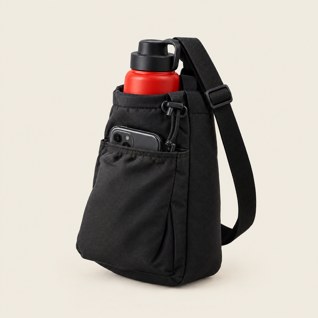 Bolso magnético para gym con botella y celular
