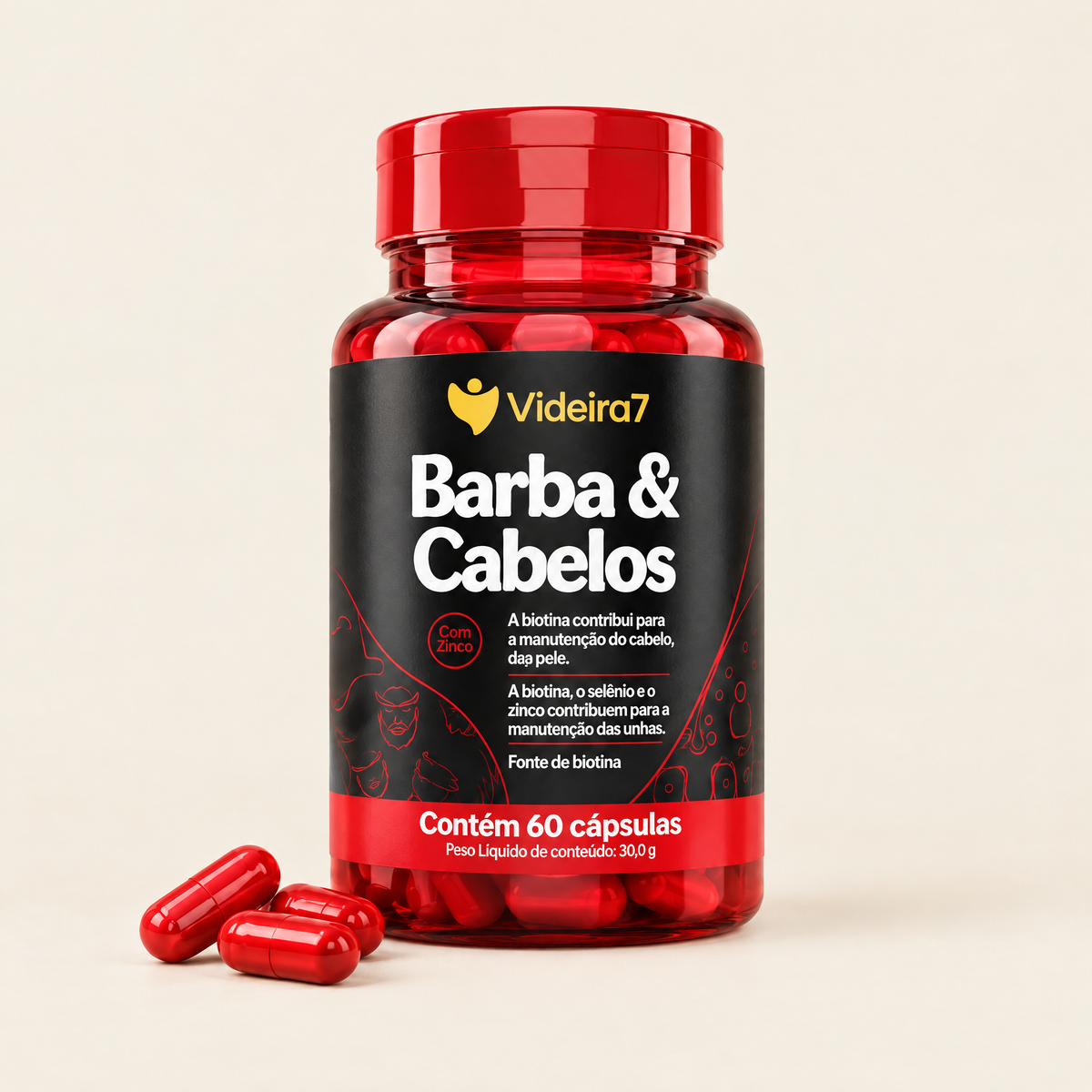 Barba & Cabelos suplemento 60 cápsulas