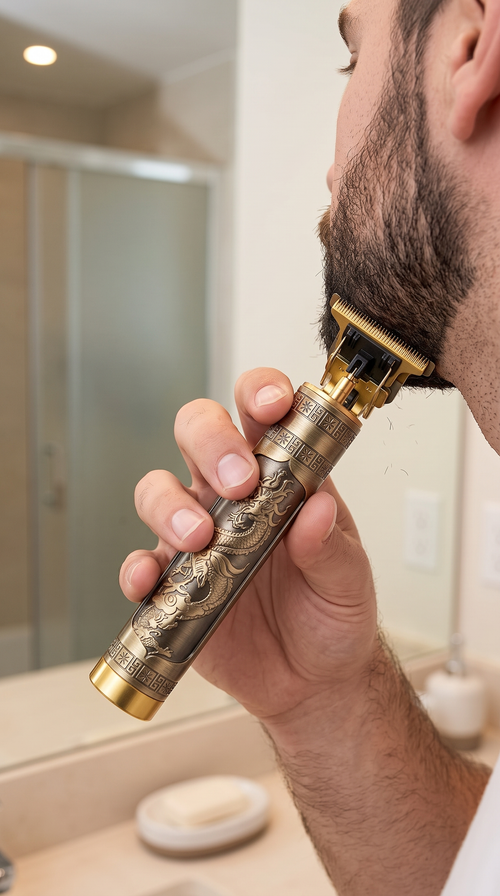 Recortadora Iwoo Dorada – Barba y cabello prolijos desde casa
